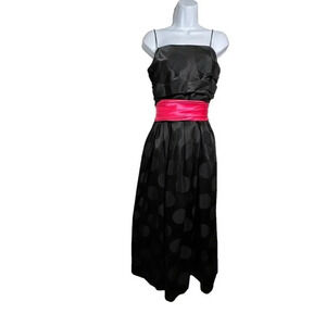 Lillie Rubin Vintage 1980's Black cocktail Dress hot pink 80’s full skirt
